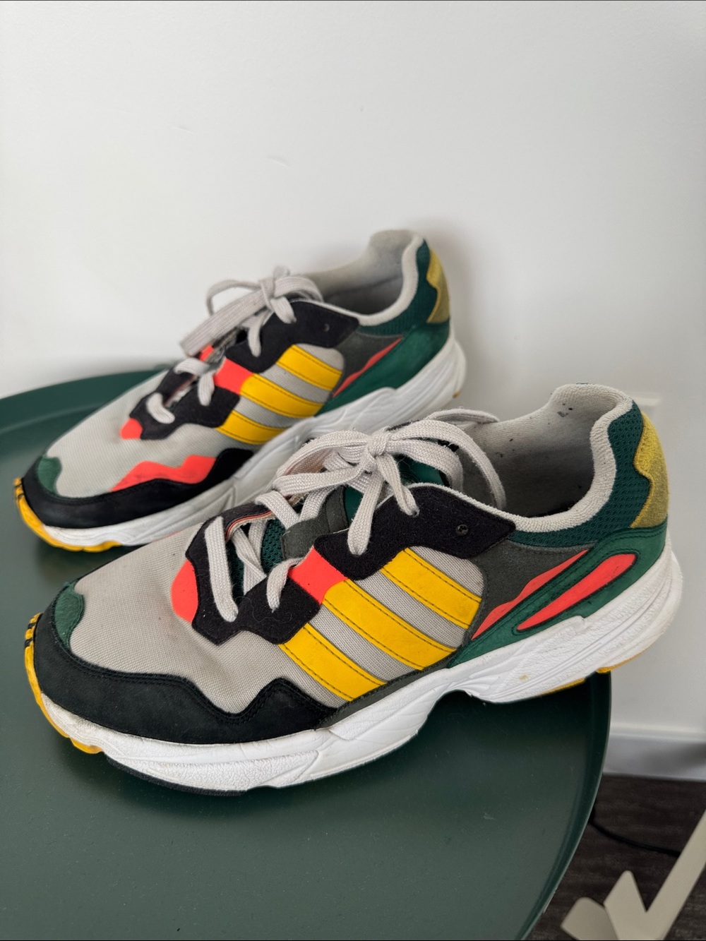 adidas Gray Sneakers with Yellow & Green Accents